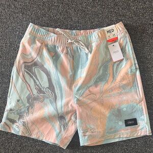 Men’s Pastel Marble Swim Trunks - Mint & Peach